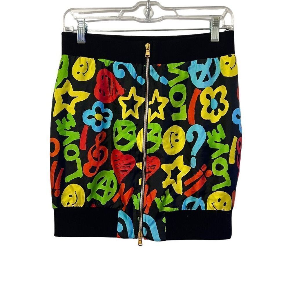 MOSCHINO COUTURE X JEREMY SCOTT New !! Mini Skirt Size 6 Small ‘Peace Love’